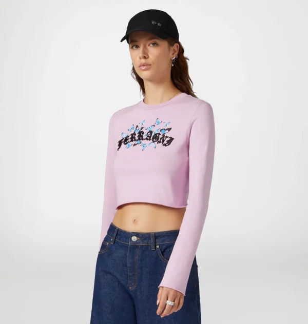 Chiara Ferragni Brand GOTHIC BUTTERFLIES CROP T-SHIRT | Tops & T-Shirt